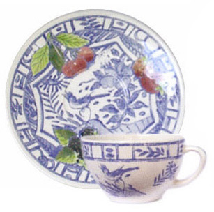 oiseau bleu handpainted tea cup